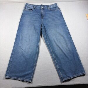 Collusion Wide Leg Jeans Men 38/32 Relaxed Blue Denim Streetwear Skater Baggy‎
